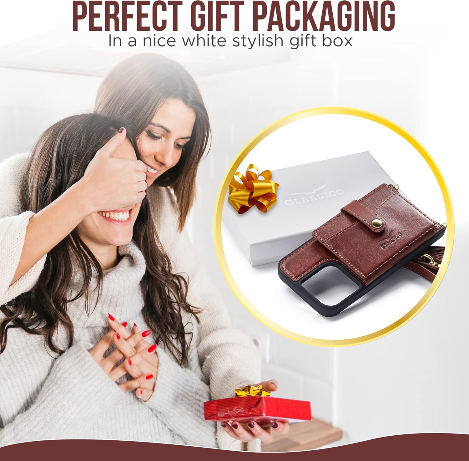 Claasico iPhone 13 Crossbody Wallet Case with RFID Protection