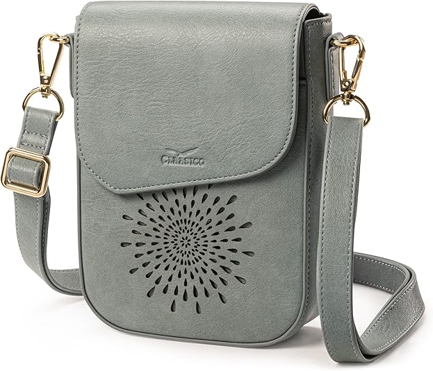 RFID Phone Purse Crossbody Bag for Women - Light Blue Pattern
