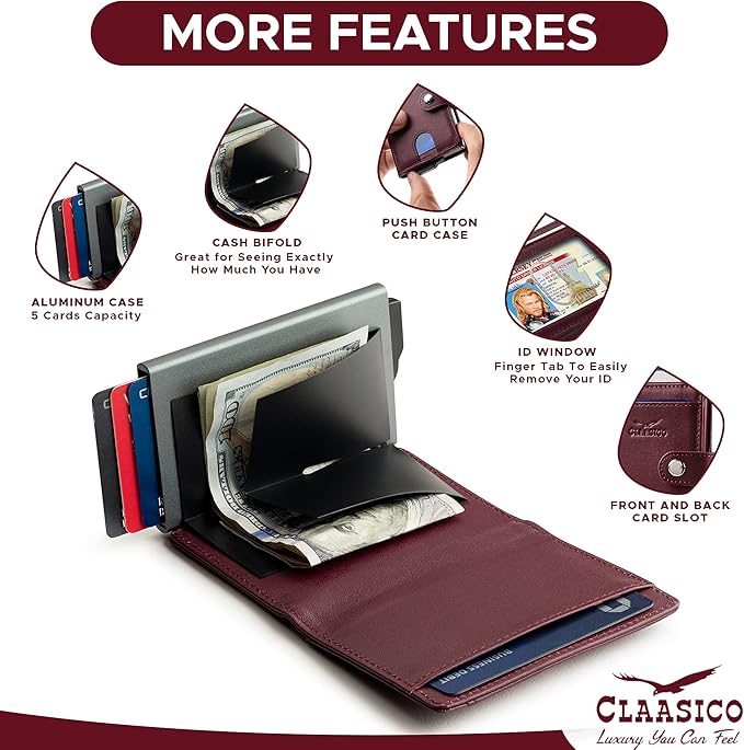 Pop up Bifold Leather wallet