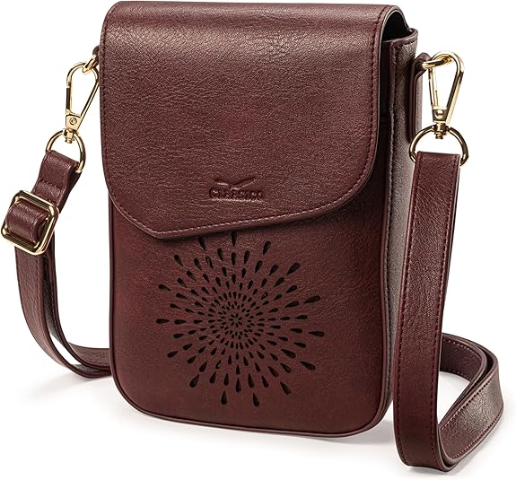 RFID Phone Purse Crossbody Bag for Women - Vintage Plum Partten