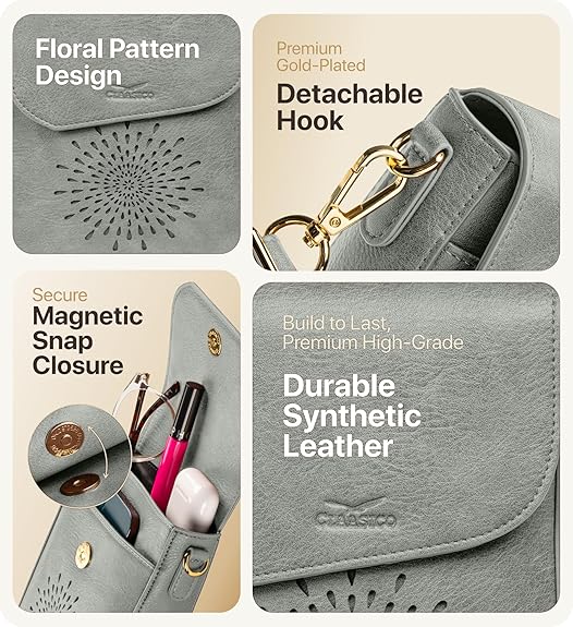 RFID Phone Purse Crossbody Bag for Women - Light Blue Pattern