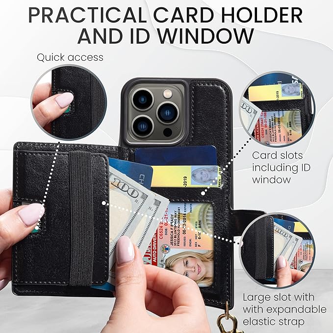 Claasico iPhone 13 Crossbody Wallet Case with RFID Protection