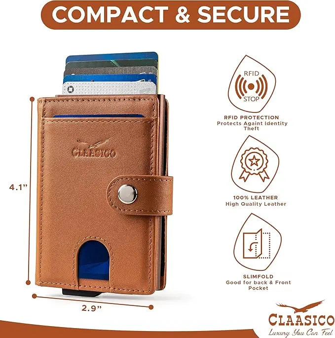 Pop Up Bifold Leather Wallet - Tan