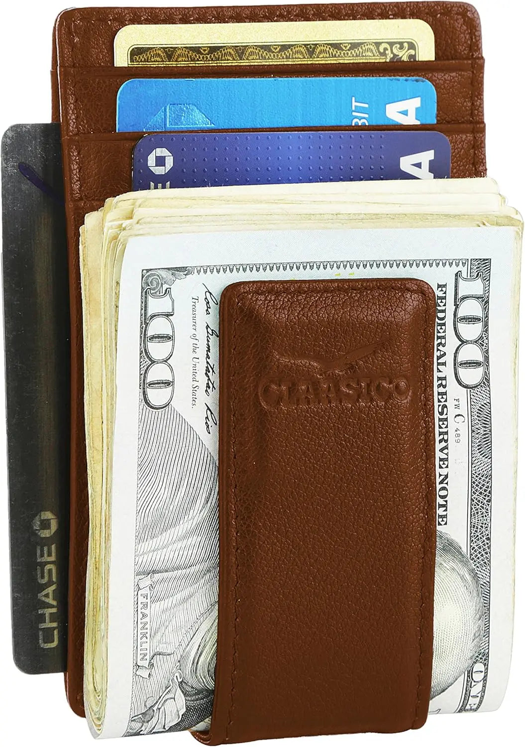 Money Clip Leather Wallet For Men - Tan