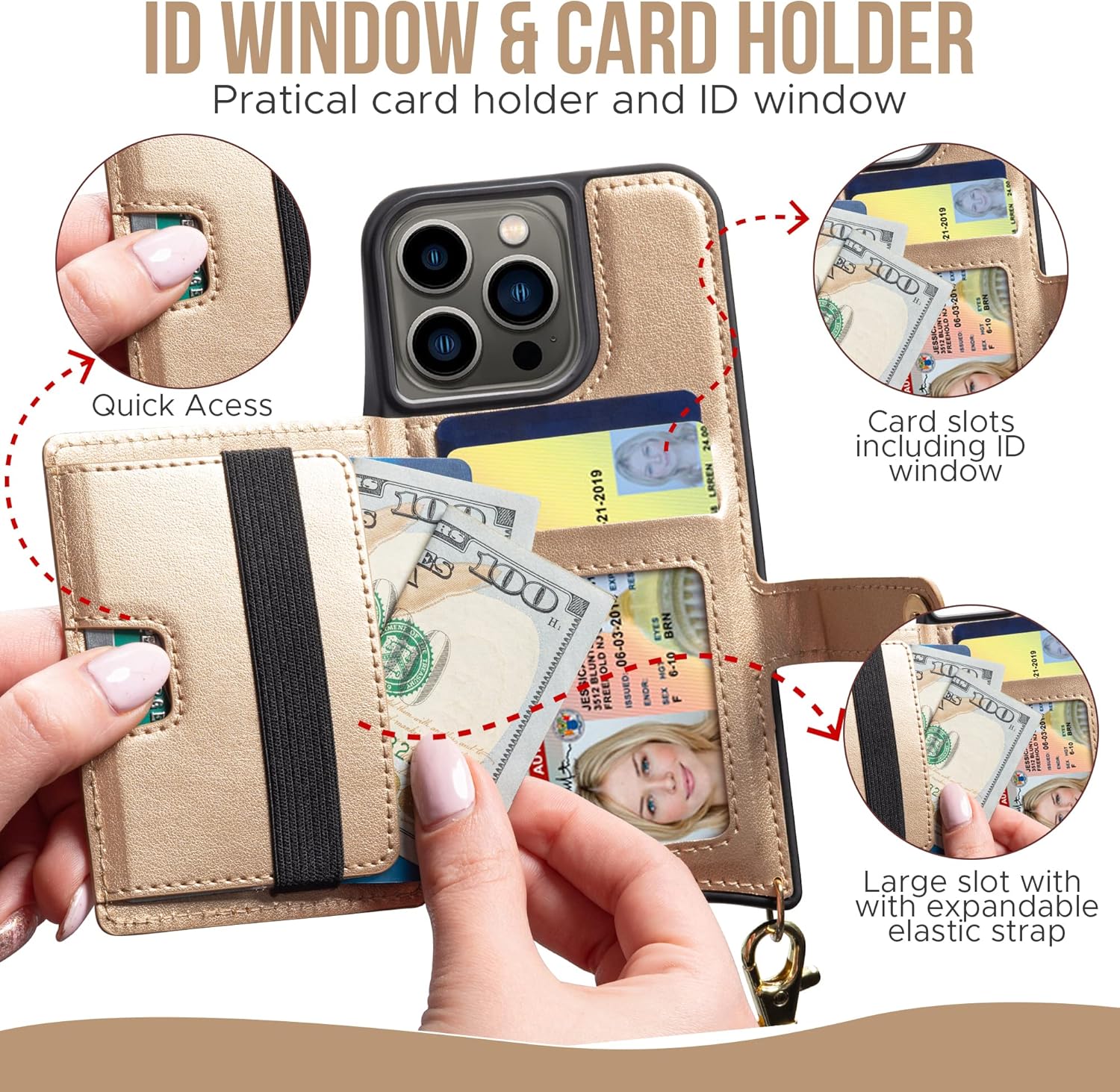 Claasico iPhone 13 Crossbody Wallet Case with RFID Protection