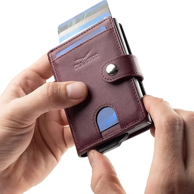 Pop Up Bifold Leather Wallet - Burgundy