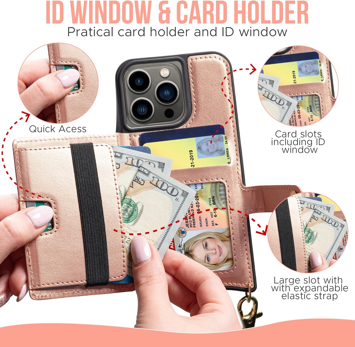 Claasico iPhone 13 Crossbody Wallet Case with RFID Protection