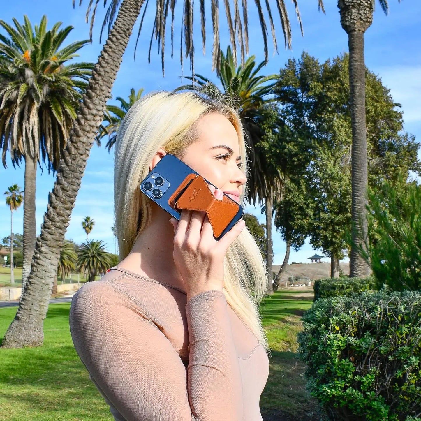 Cell Phone Wallet with Magnetic Phone Stand - Dark Brown