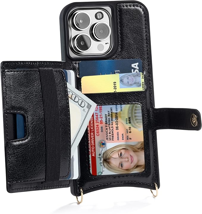 Claasico iPhone 13 Crossbody Wallet Case with RFID Protection
