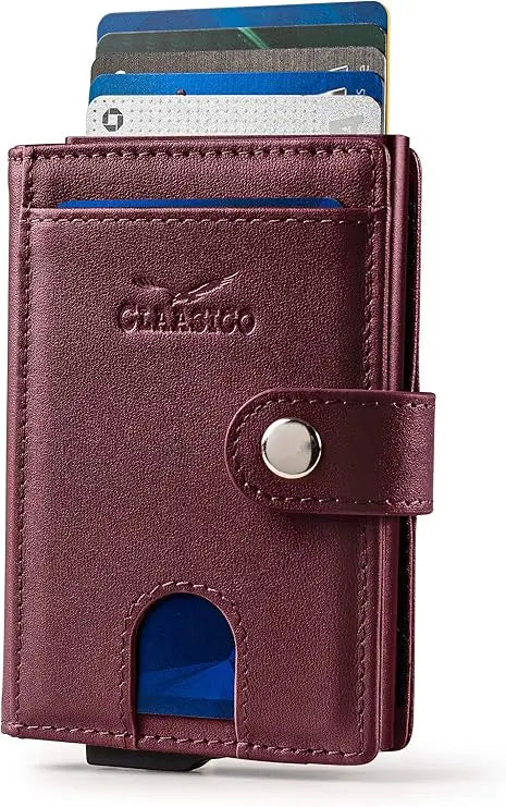 Pop Up Bifold Leather Wallet - Burgundy
