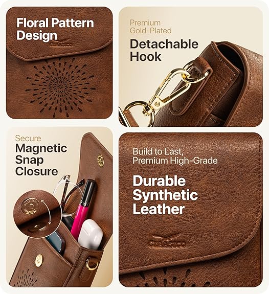 RFID Phone Purse Crossbody Bag for Women - Coffee Pattern