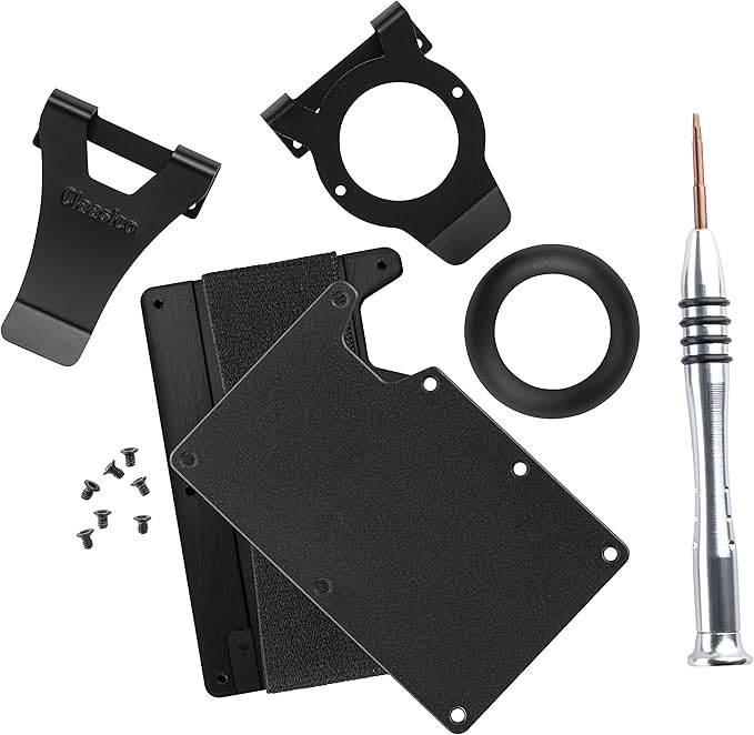 Claasico Slim Metal Wallet & Money Clip with Expandable Elastic Strap - Black