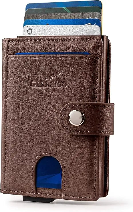 Pop Up Bifold Leather Wallet - Brown Smooth
