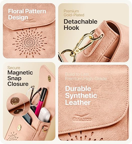 RFID Phone Purse Crossbody Bag for Women - Pink Pattern