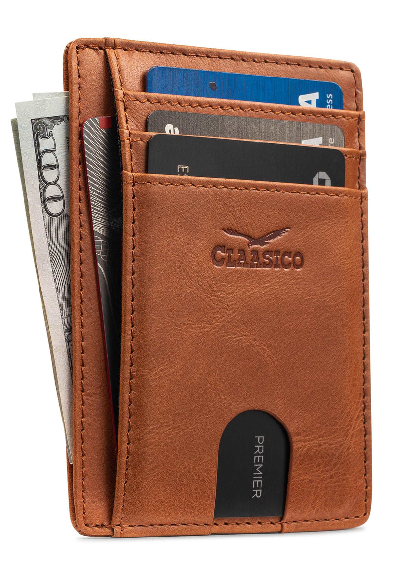Slim Minimalist For Unisex Genuine Leather Credit Card Holder Front Pocket  Pouch 