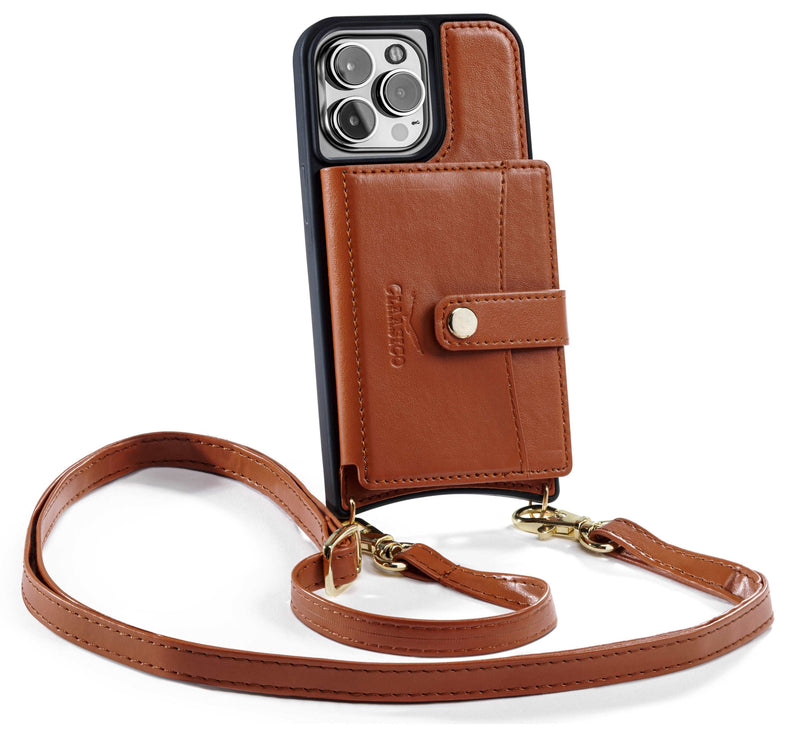 iPhone 13 - Crossbody Cell Phone Faux Leather Wallet w/Credit Card Holder & RFID Blocking