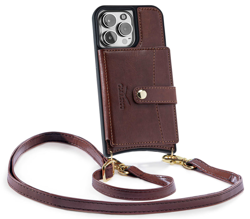 iPhone 13 - Crossbody Cell Phone Faux Leather Wallet w/Credit Card Holder & RFID Blocking