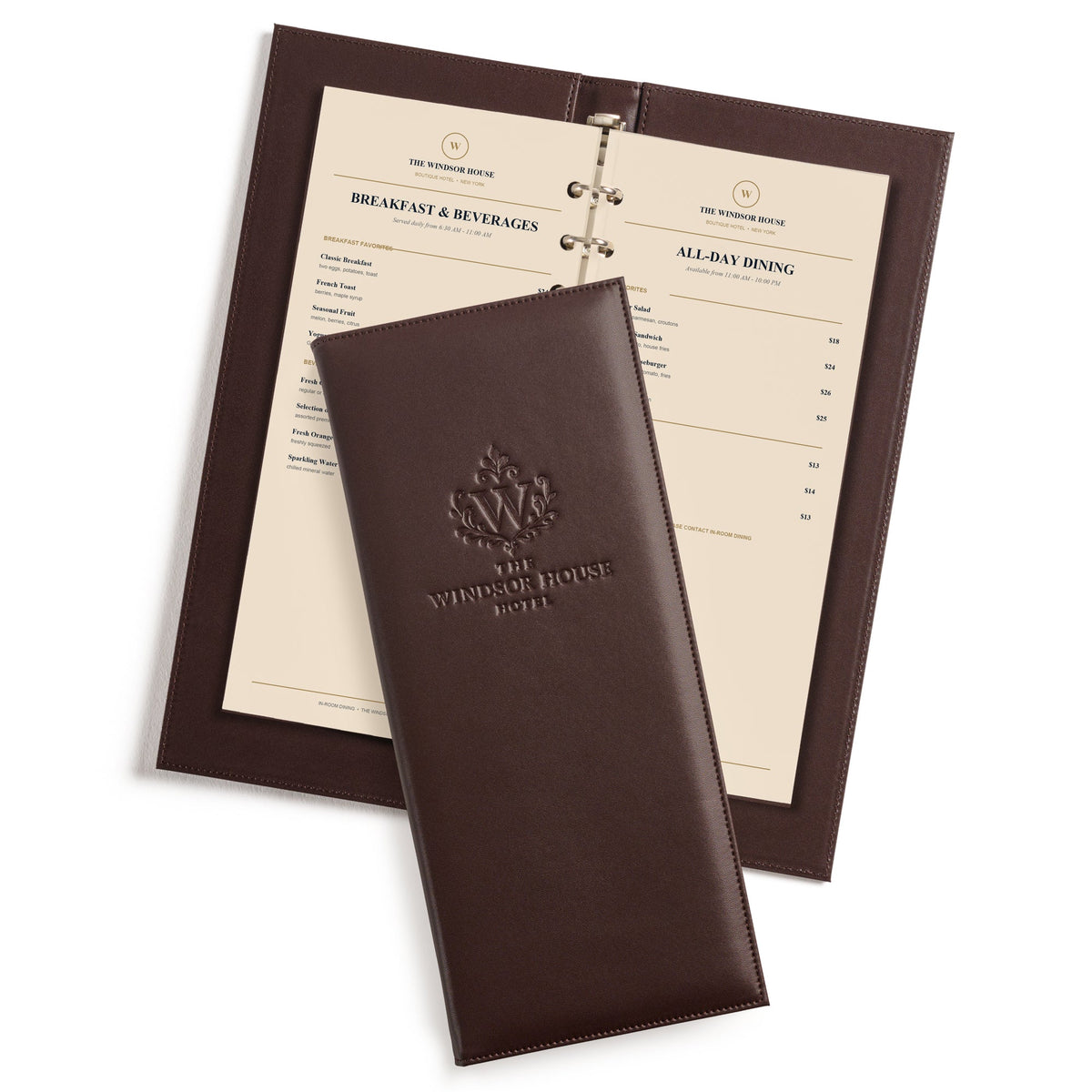 Custom Hotel In-Room Dining Menu Binder claasico.com