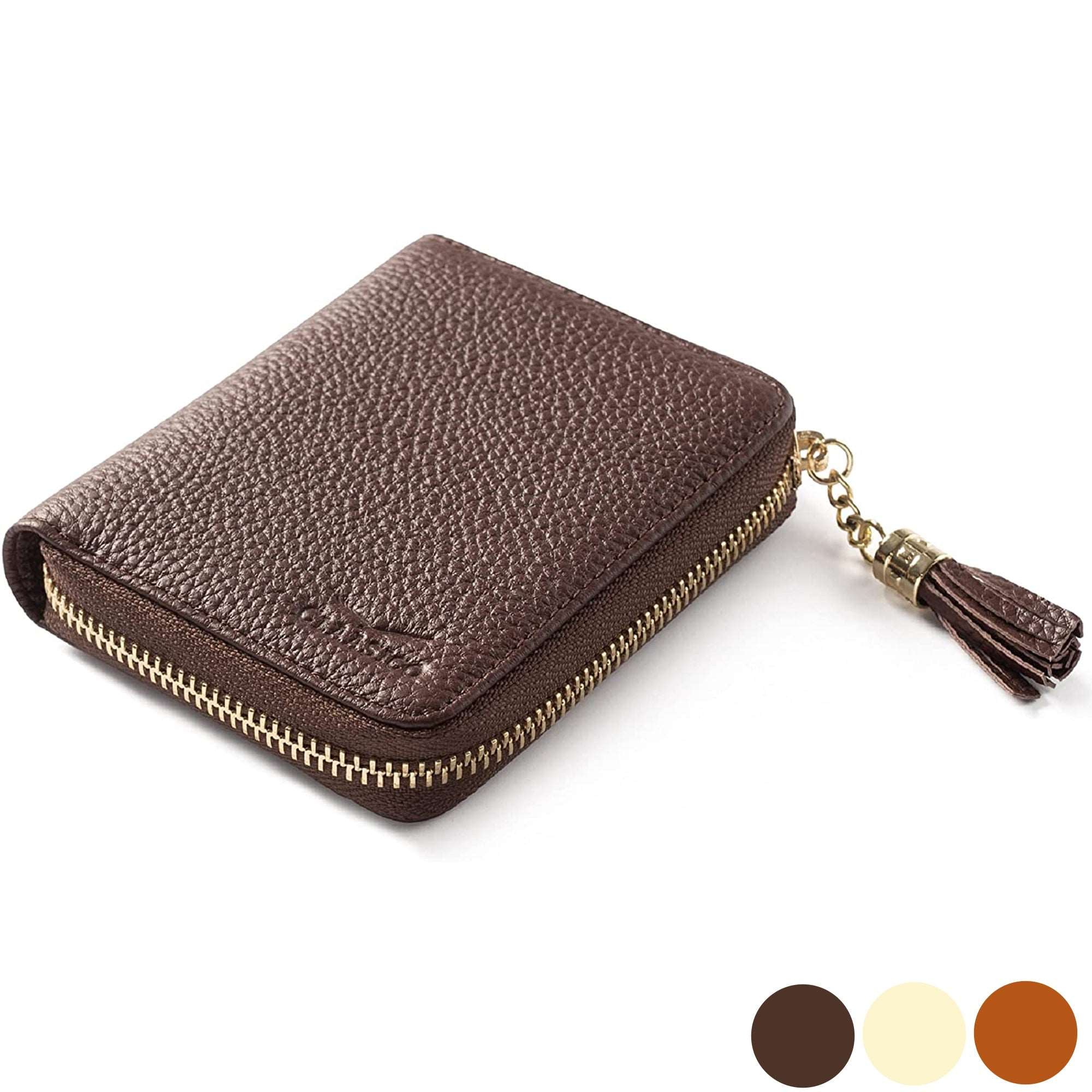 Ultra Slim Ladies Genuine Leather Bifold zipper wallet