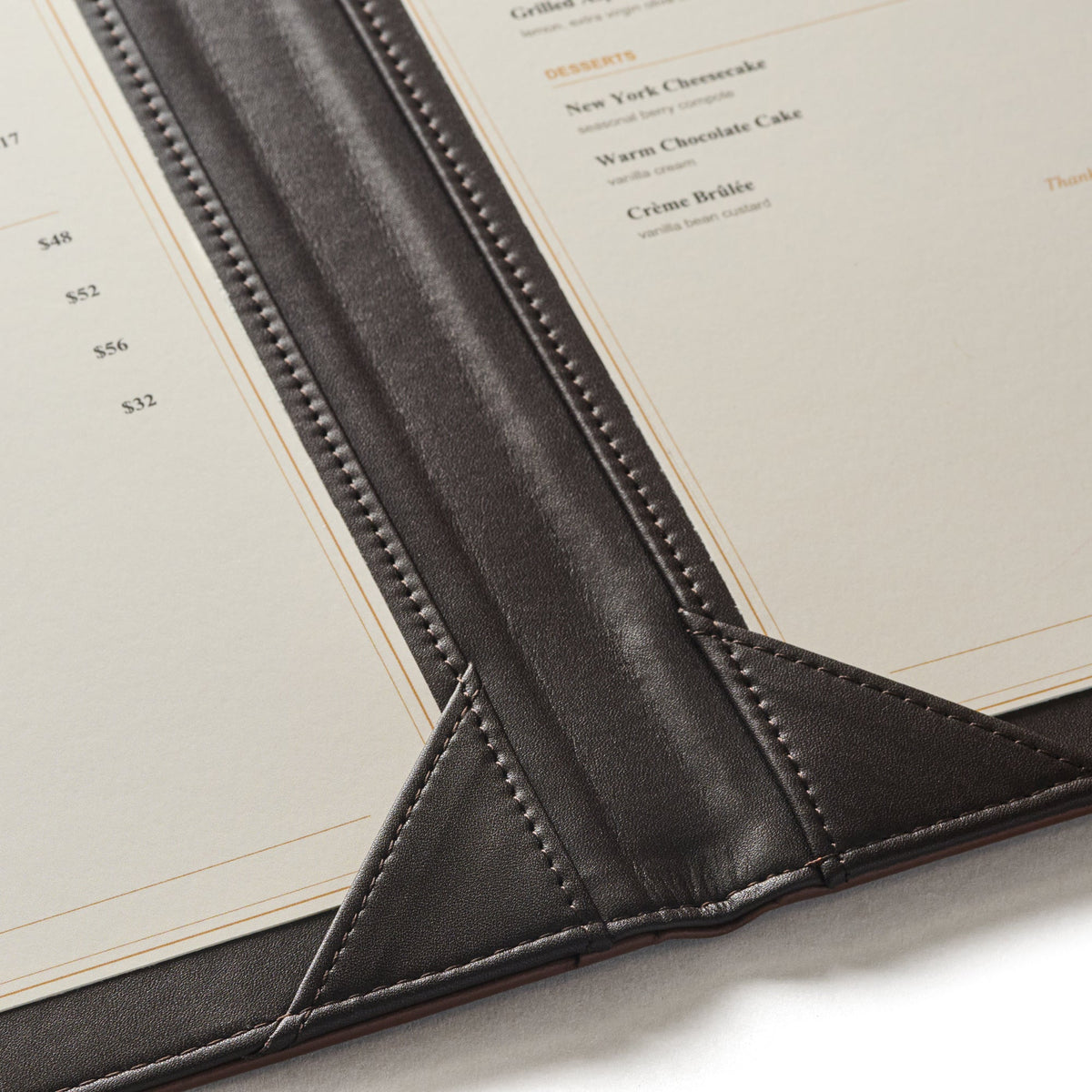 Custom Bi-Fold Restaurant Menu Cover with Logo Branding claasico.com
