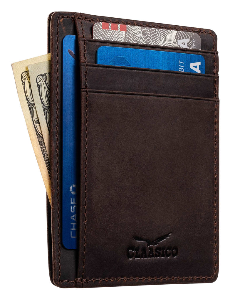Front Pocket Minimalist Leather card holder Wallet. - claasico.com
