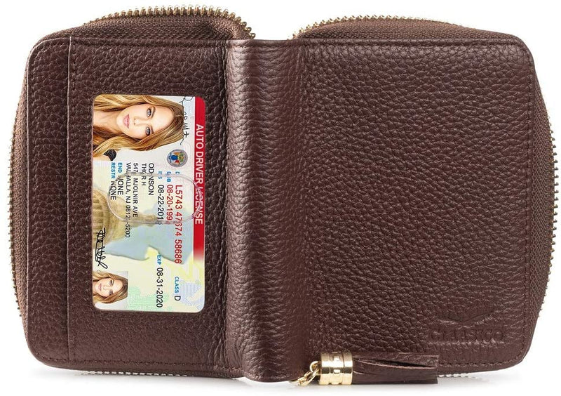 Ultra Slim Ladies Genuine Leather Bifold zipper wallet