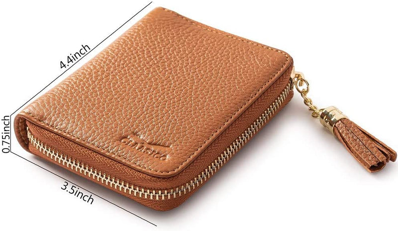 Ultra Slim Ladies Genuine Leather Bifold zipper wallet